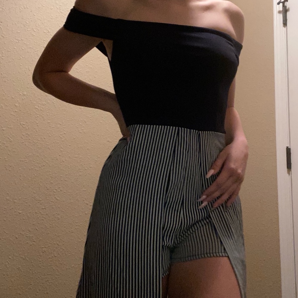 Navy Blue, striped romper